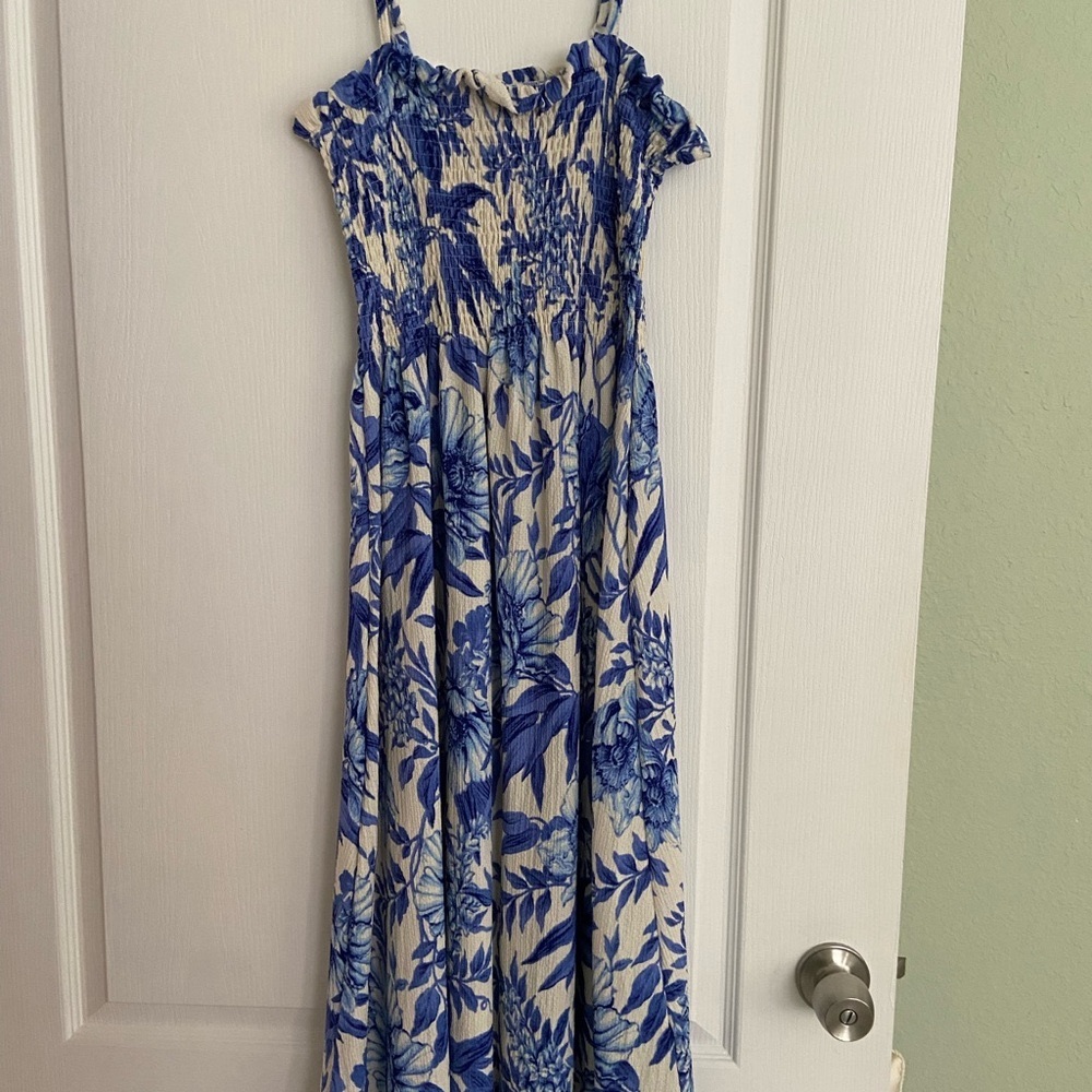 NWT H&M Blue and White Smoked Strap Sundress